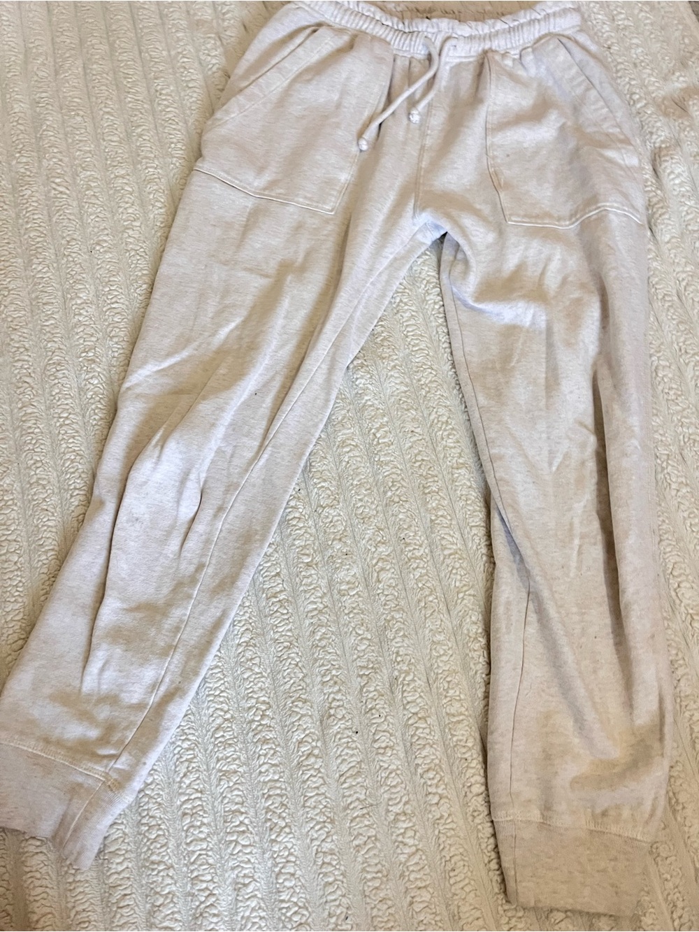 Harlow Light Gray Drawstring Joggers with Patch Pockets